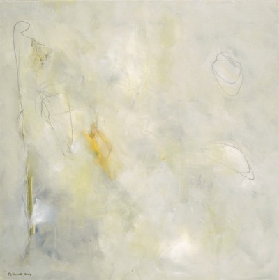 Madeline Garrett pale yellow & gray abstract painting 