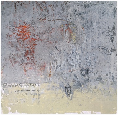 Madeline Garrett gray abstract painting on panel