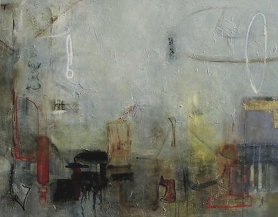 Madeline Garrett mixed media gray abstract painting