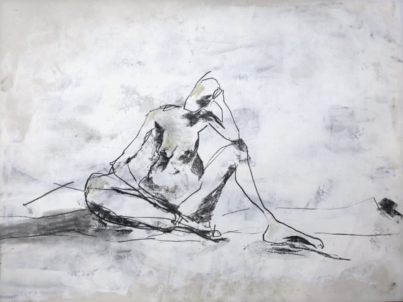 Madeline Garrett abstract figurative drawing charcoal & pastel on paper