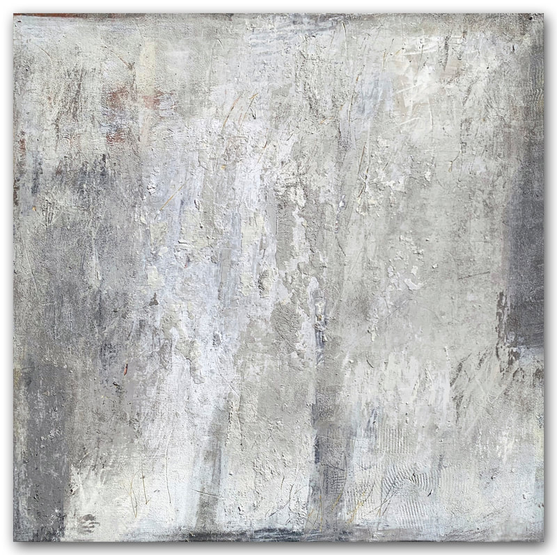Madeline Garrett urban inspired black & white abstract painting neutral colors tumbleweeds concrete desert oil cold wax powdered marble minimal