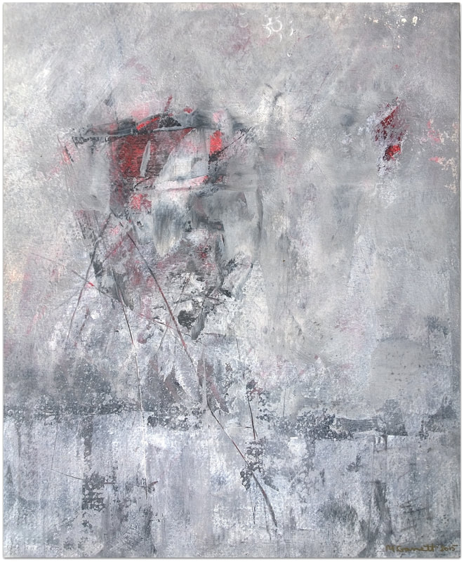 urban inspired abstract painting white with black & red