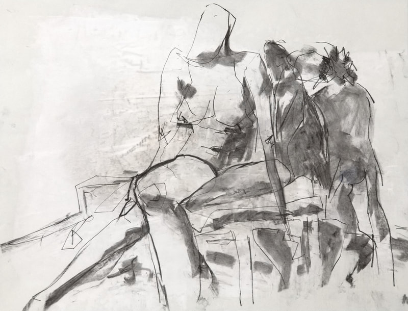 Madeline Garrett abstract figurative drawing charcoal & pastel on paper