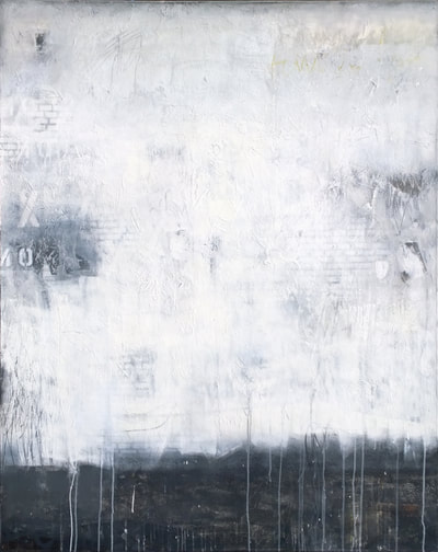 Madeline Garrett urban inspired black & white abstract painting