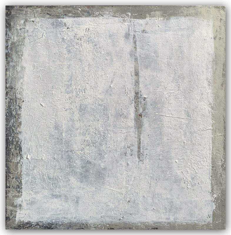 Madeline Garrett urban inspired black & white abstract painting neutral colors tumbleweeds concrete desert urban influence acrylic mixed media minimal