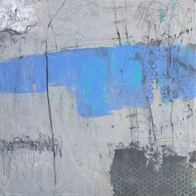 Madeline Garrett urban inspired abstract painting on panel