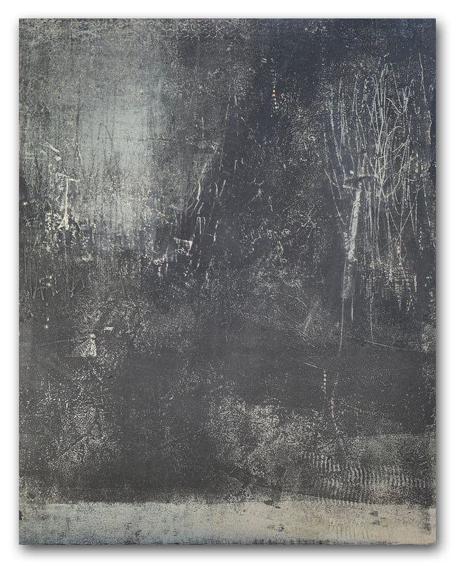 Madeline Garrett urban inspired black & white minimalist abstract painting neutral colors tumbleweeds concrete desert oil cold wax powdered marble