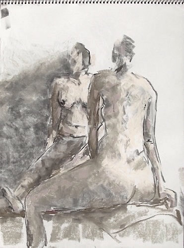 abstract figurative drawing charcoal & pastel on paper