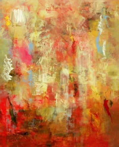 Madeline Garrett mixed media red abstract painting