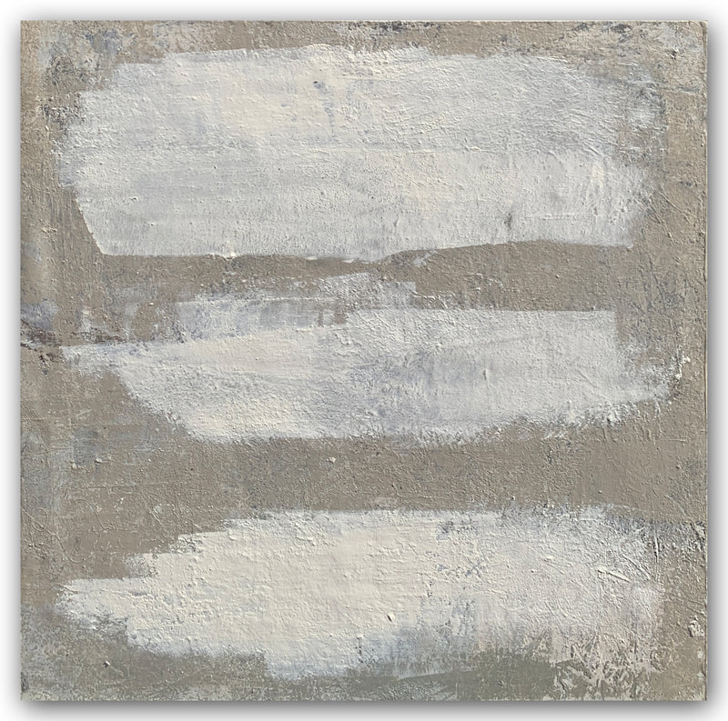Madeline Garrett urban inspired black & white abstract painting neutral colors tumbleweeds concrete desert urban influence acrylic mixed media minimal