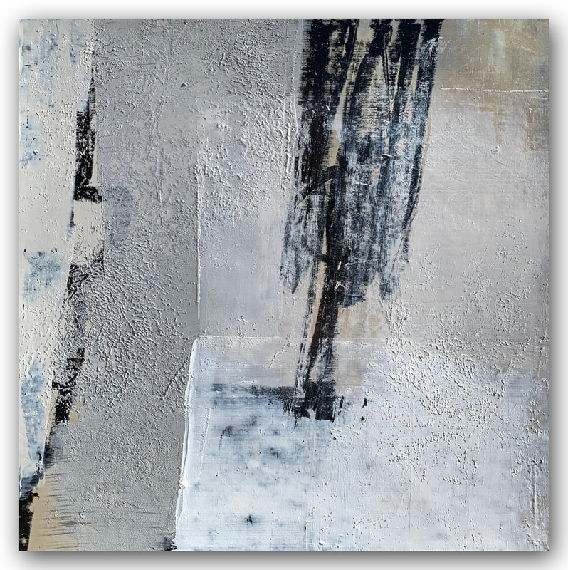 Madeline Garrett urban inspired black & white minimalist abstract painting neutral colors beige brown desert tumbleweeds