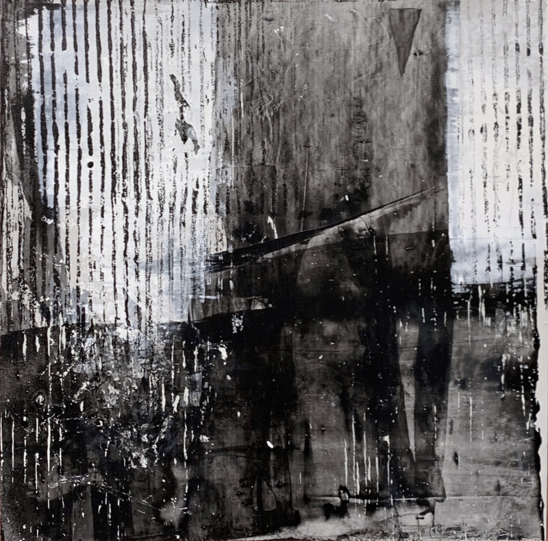 Madeline Garrett urban inspired black & white minimalist abstract painting neutral colors