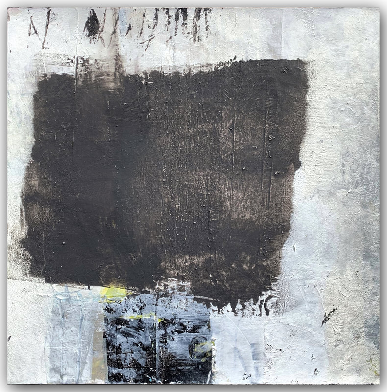 Madeline Garrett urban inspired black & white abstract painting neutral colors